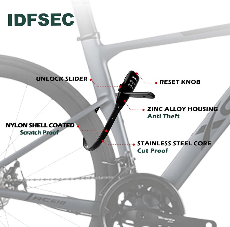 iDFSEC Zip Tie Lock, Adjustable Cable Tie with Stainless Steel Core - Multi-Purpose Cable Lock for Securing Helmets, Bicycles, Skis, Scooters, Café, Gate Door (2/Pack, Black) - Image 3